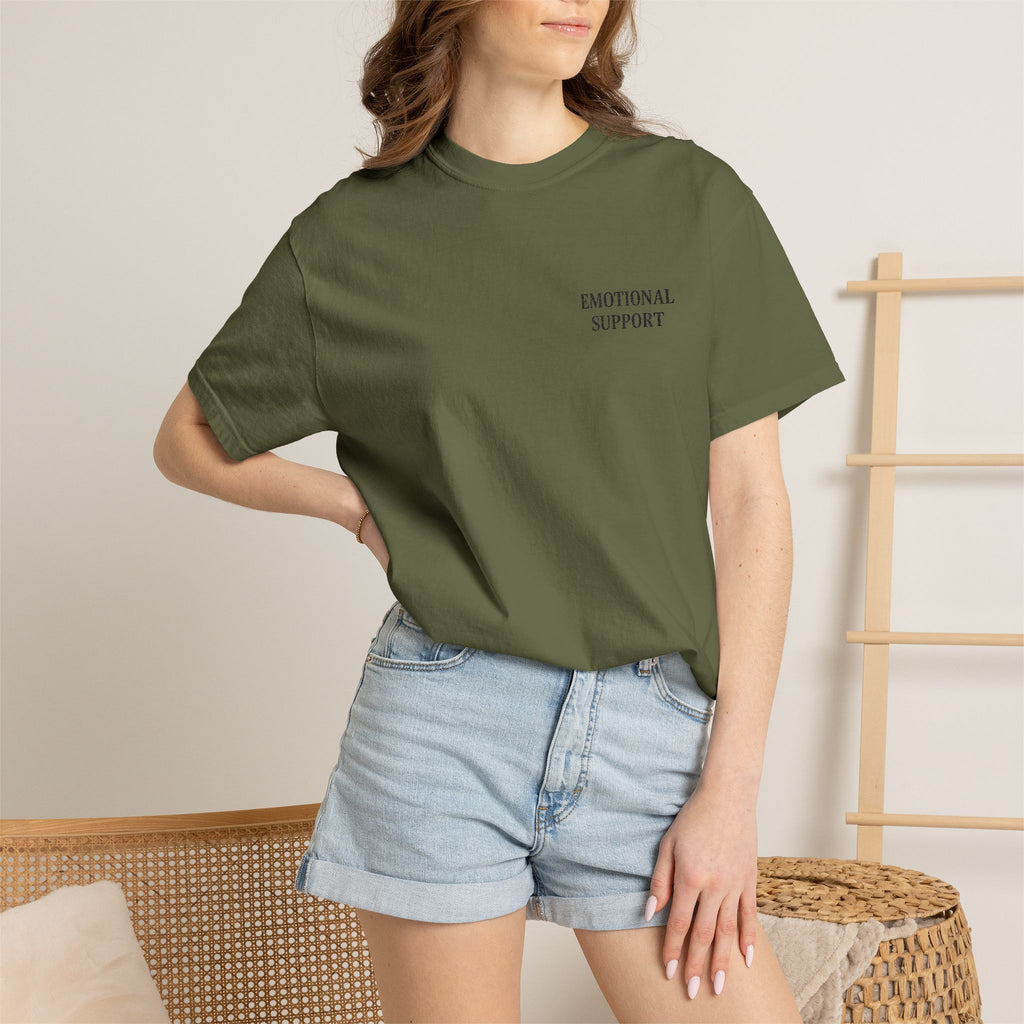 Emotional Support T-Shirt — Minimal Chest Text Tee