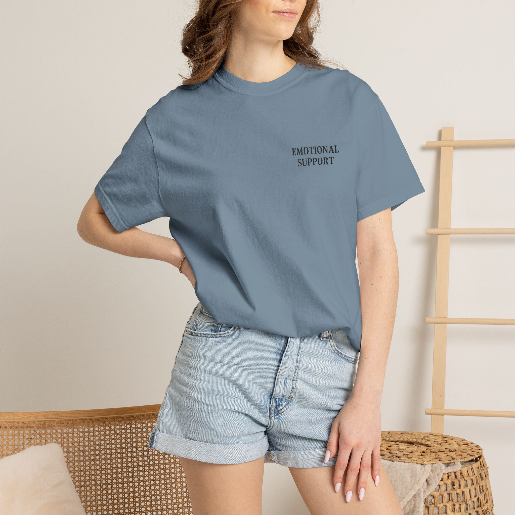 Emotional Support T-Shirt — Minimal Chest Text Tee