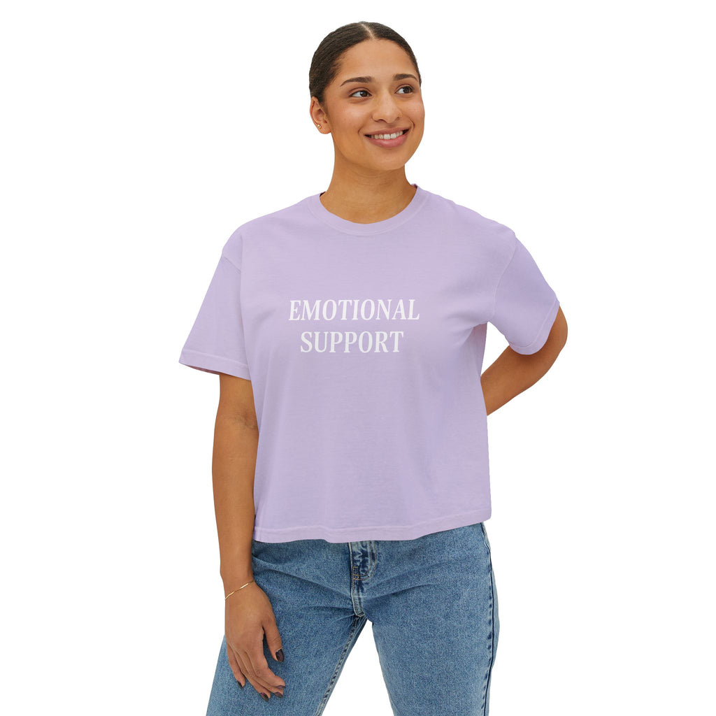 Emotional Support Boxy Tee — Womens Graphic Shirt