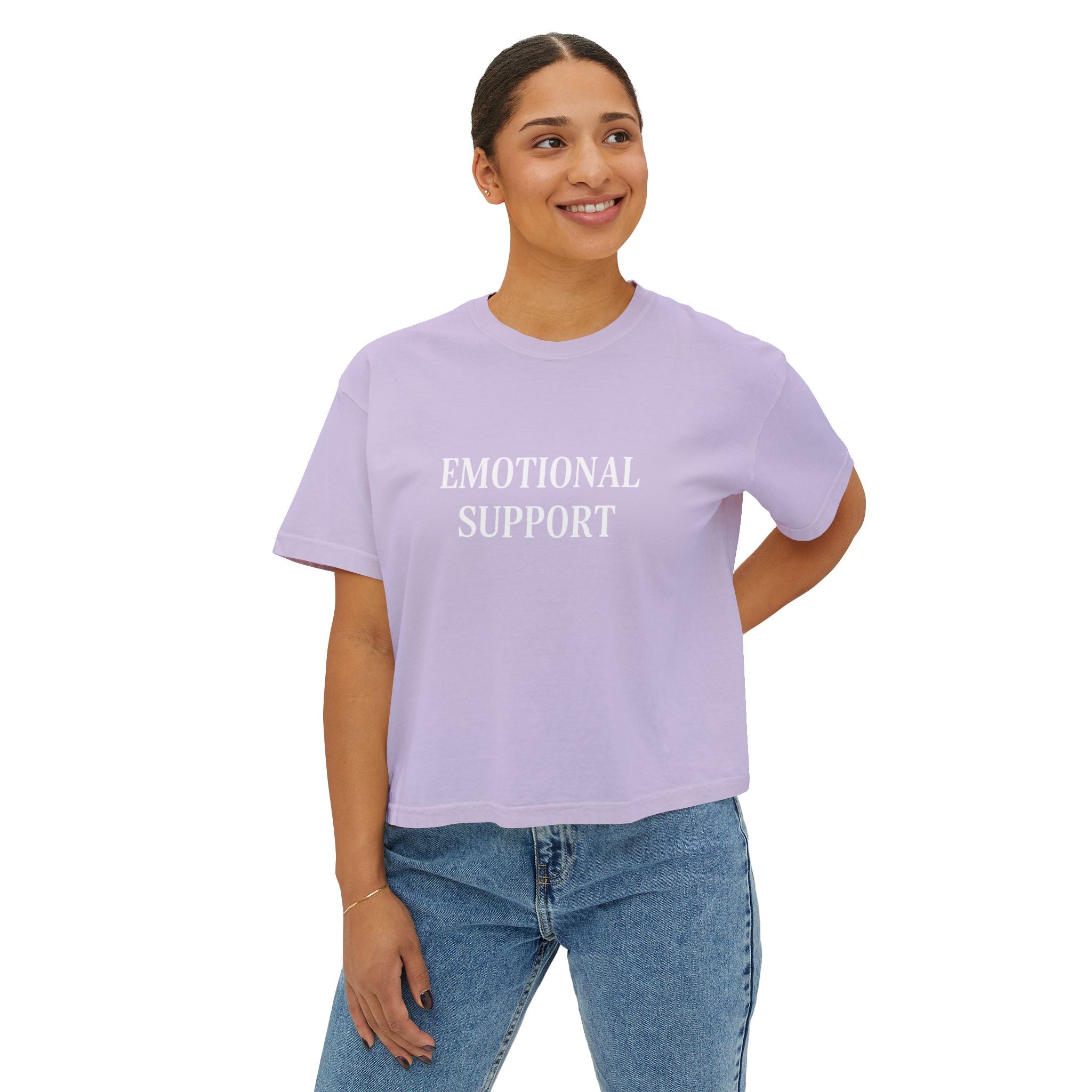 Emotional Support Boxy Tee — Womens Graphic Shirt