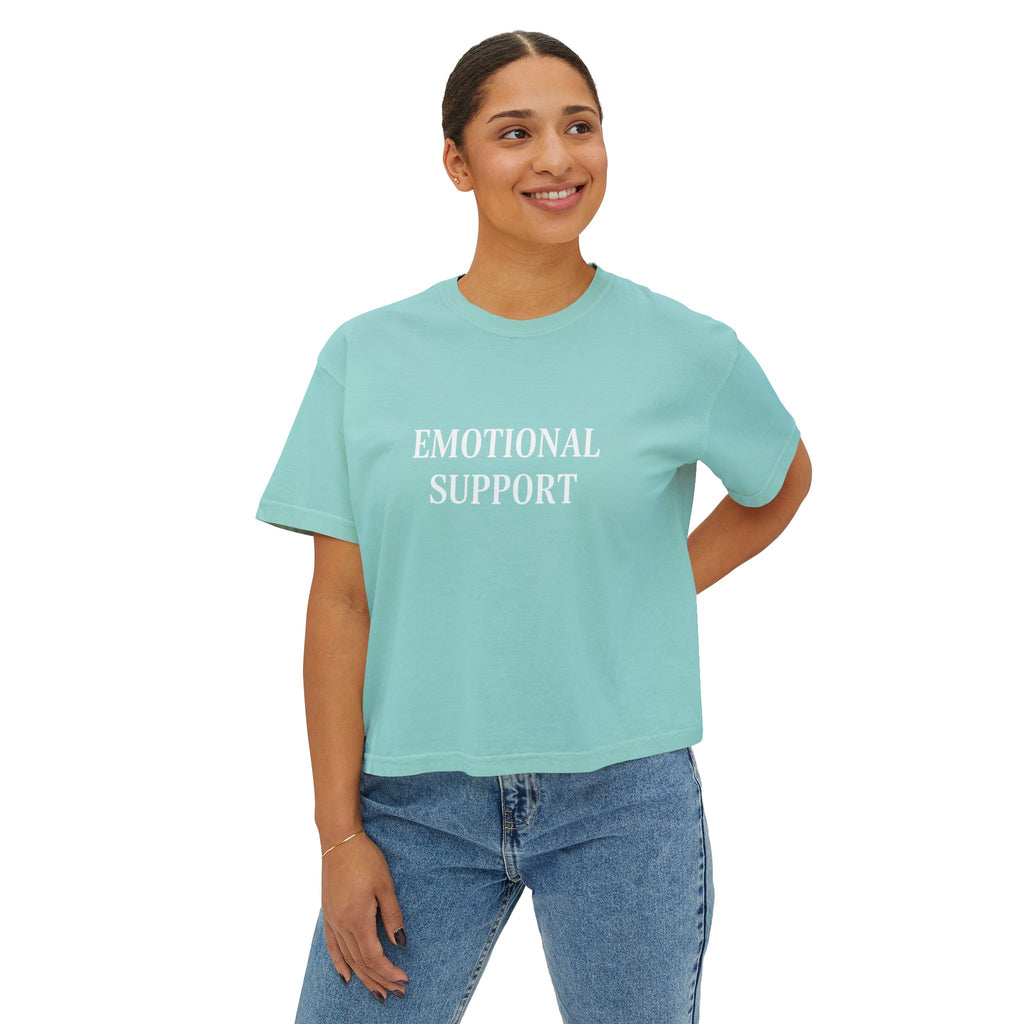 Emotional Support Boxy Tee — Womens Graphic Shirt