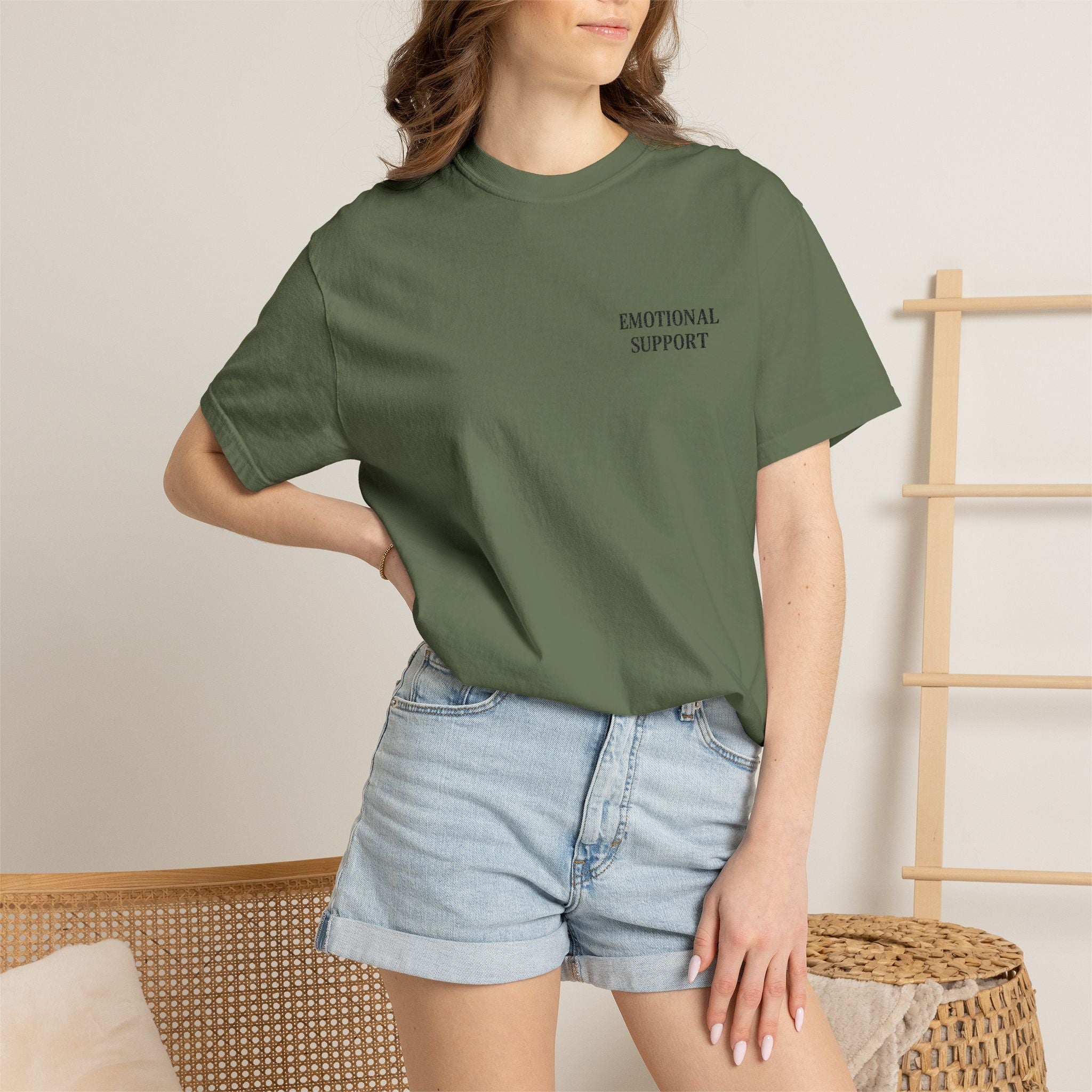 Emotional Support T-Shirt — Minimal Chest Text Tee
