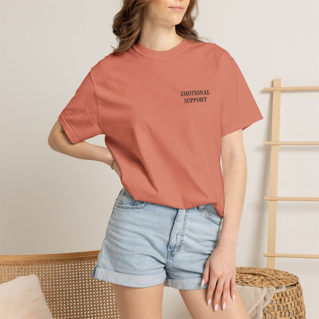 Emotional Support T-Shirt — Minimal Chest Text Tee
