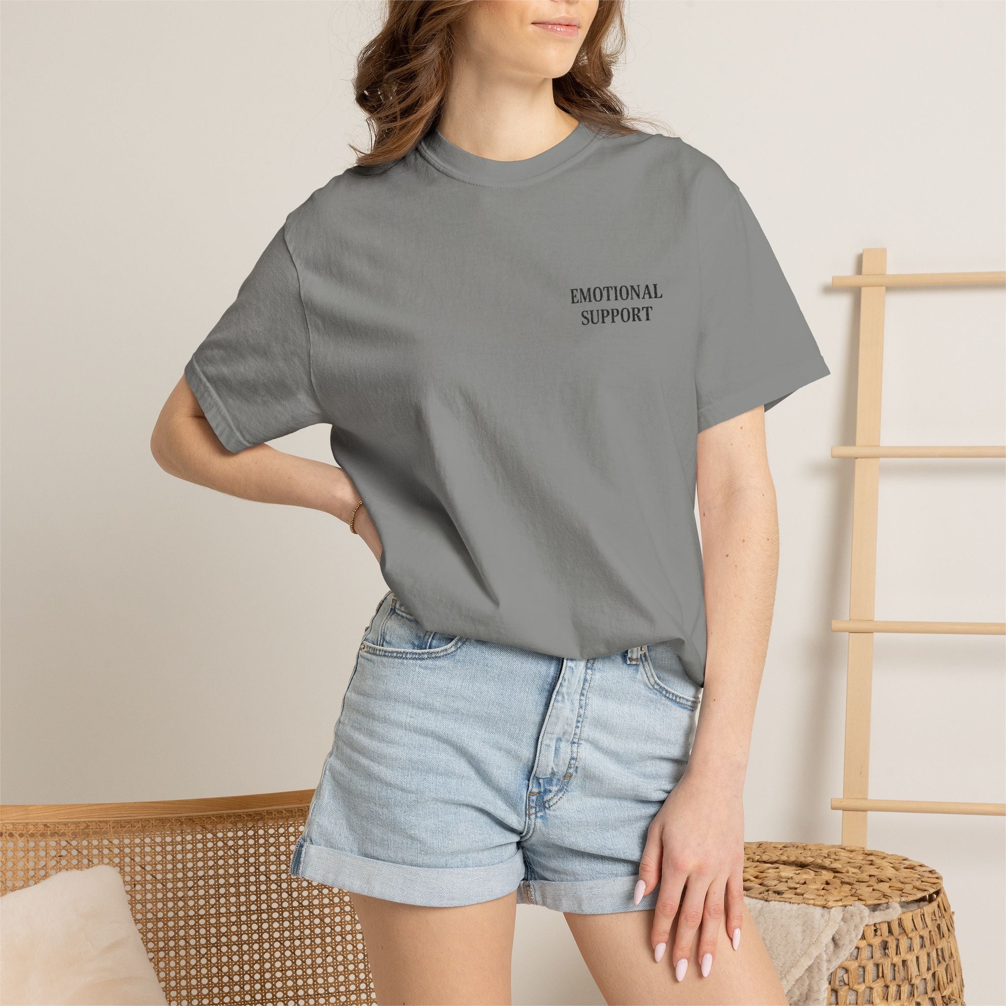 Emotional Support T-Shirt — Minimal Chest Text Tee