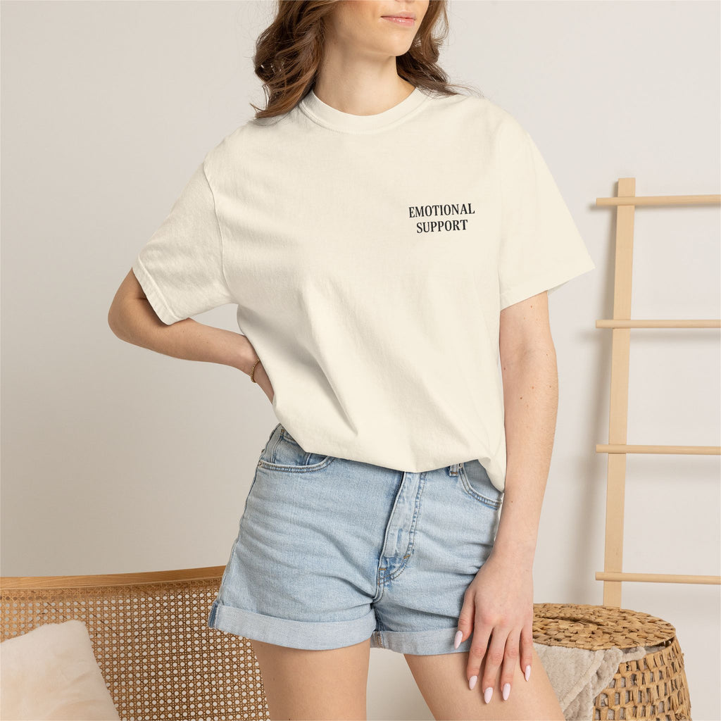Emotional Support T-Shirt — Minimal Chest Text Tee