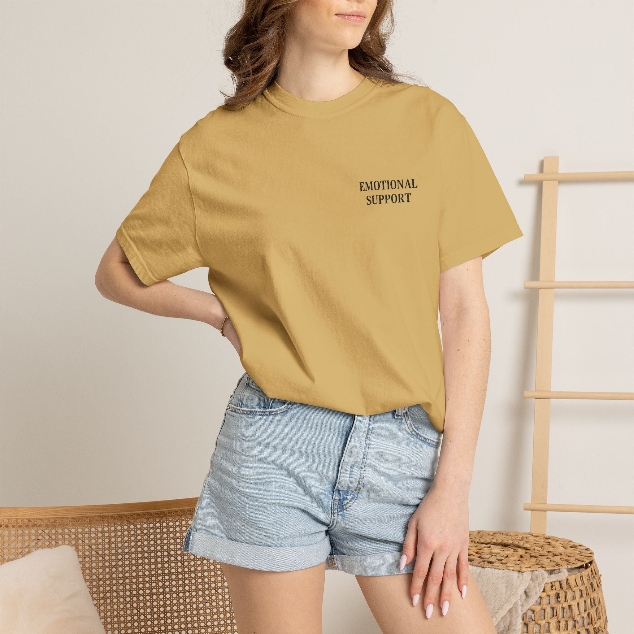 Emotional Support T-Shirt — Minimal Chest Text Tee
