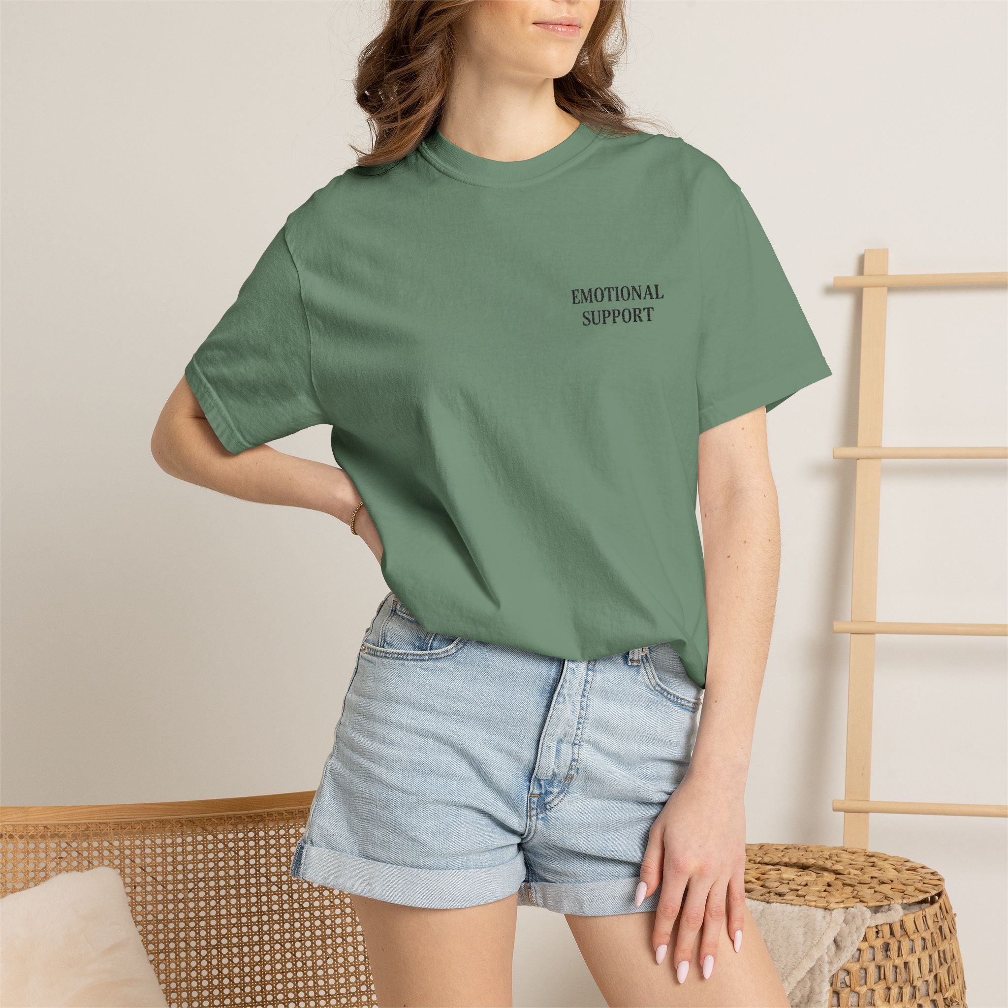 Emotional Support T-Shirt — Minimal Chest Text Tee