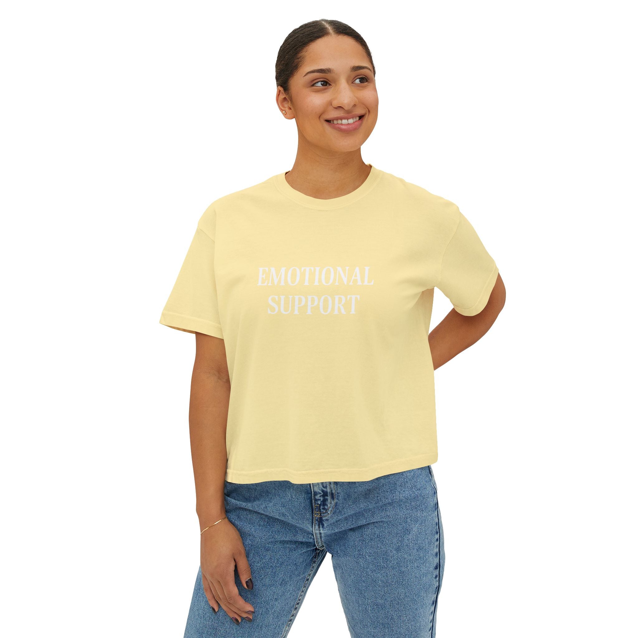 Emotional Support Boxy Tee — Womens Graphic Shirt