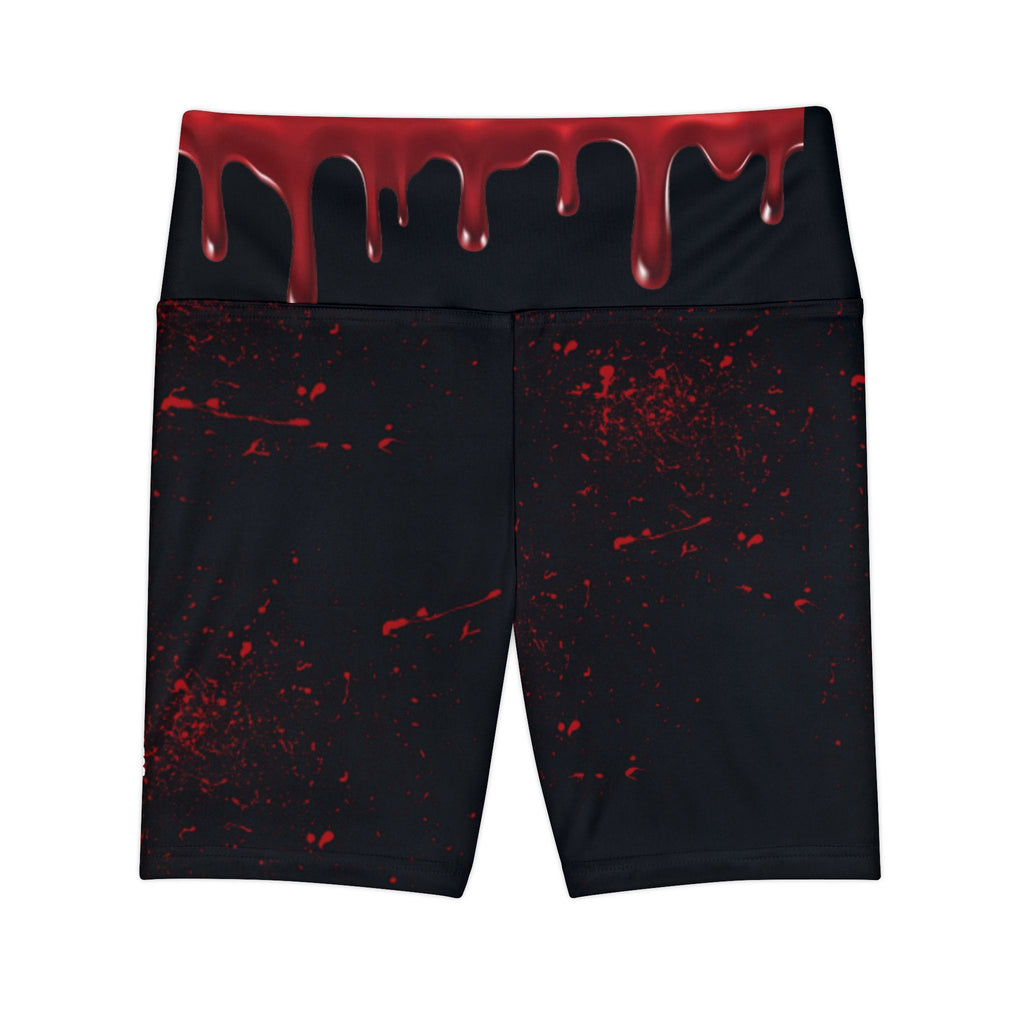 Red Drip Cycling Shorts — Women's Gothic Workout Biker Shorts