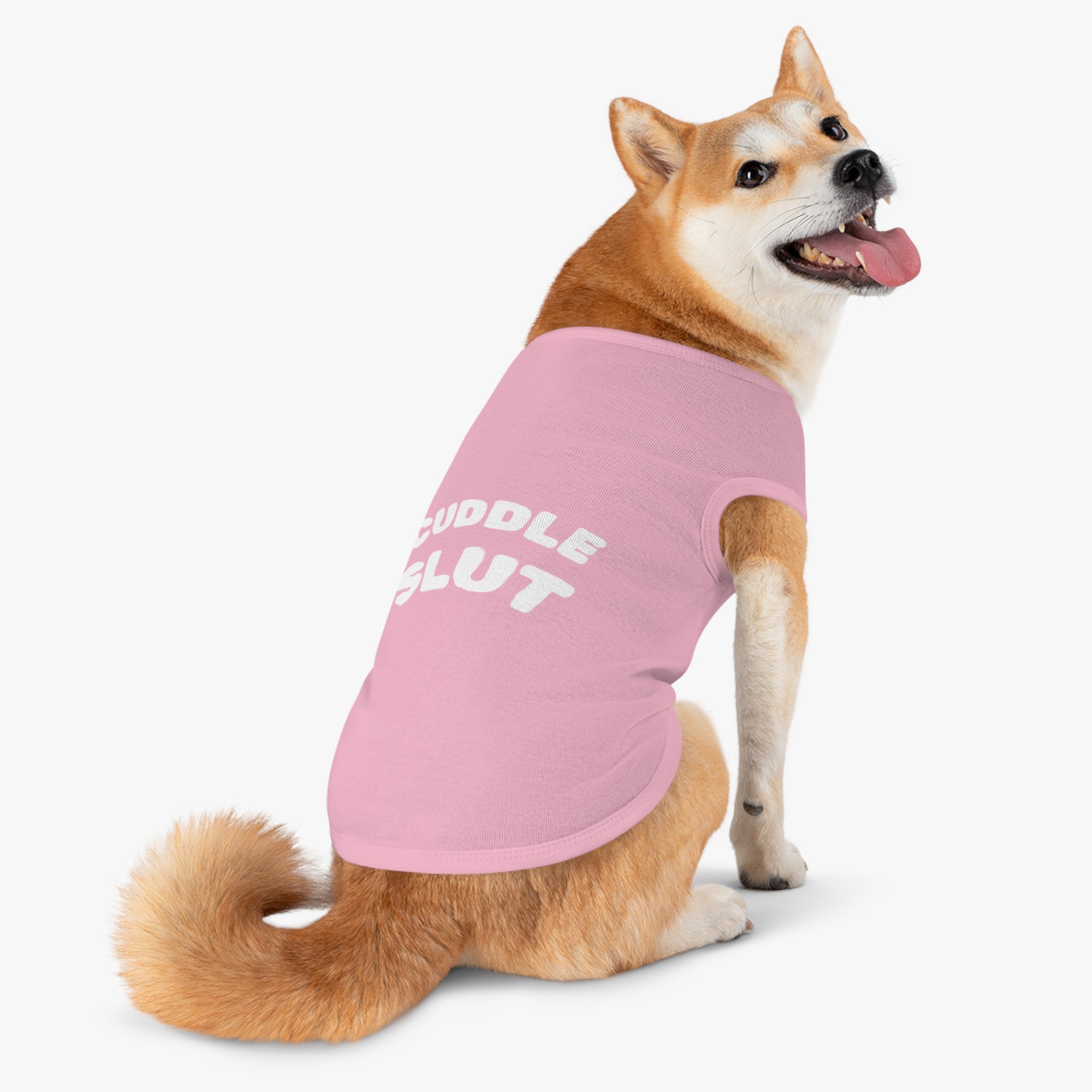Pet Tank Top — "Cuddle Slut" Funny Dog Shirt, Soft Black Puppy Tee for Cuddly Pets