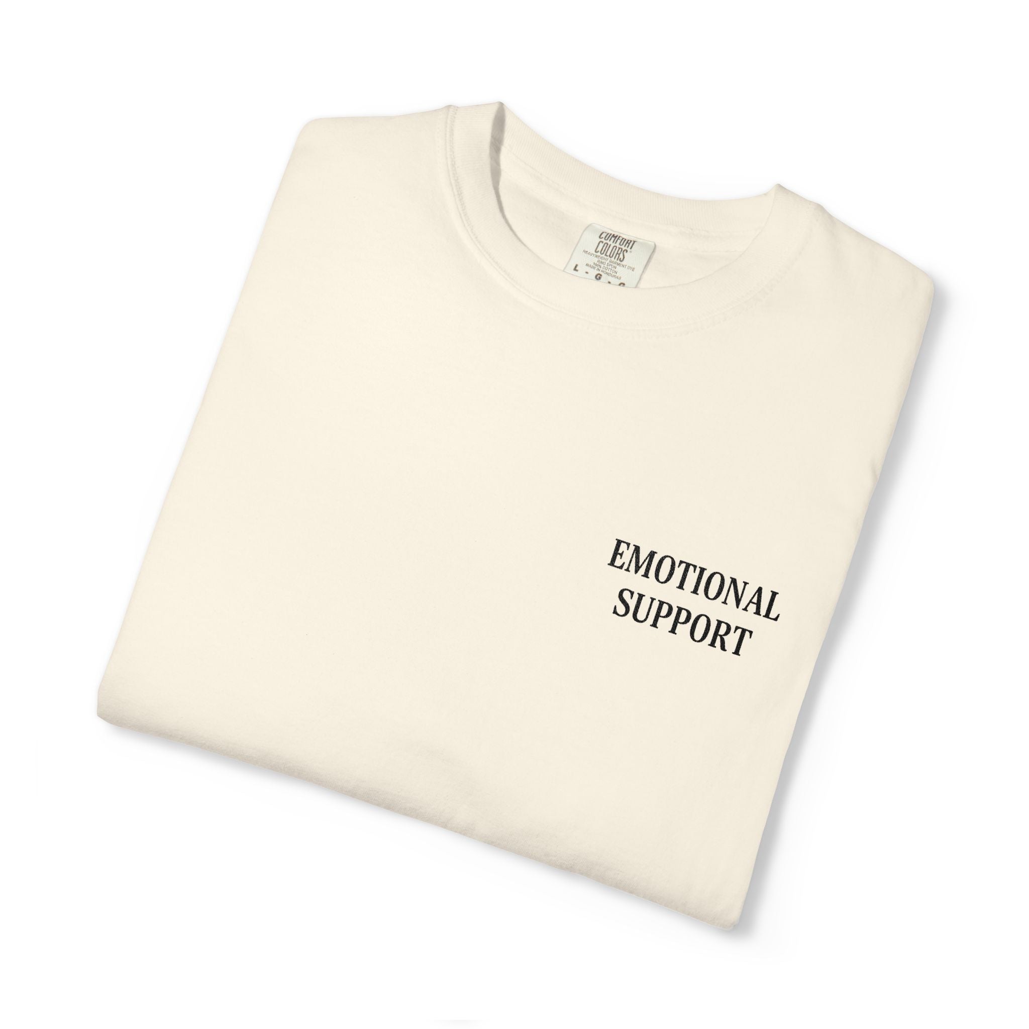 Emotional Support T-Shirt — Minimal Chest Text Tee