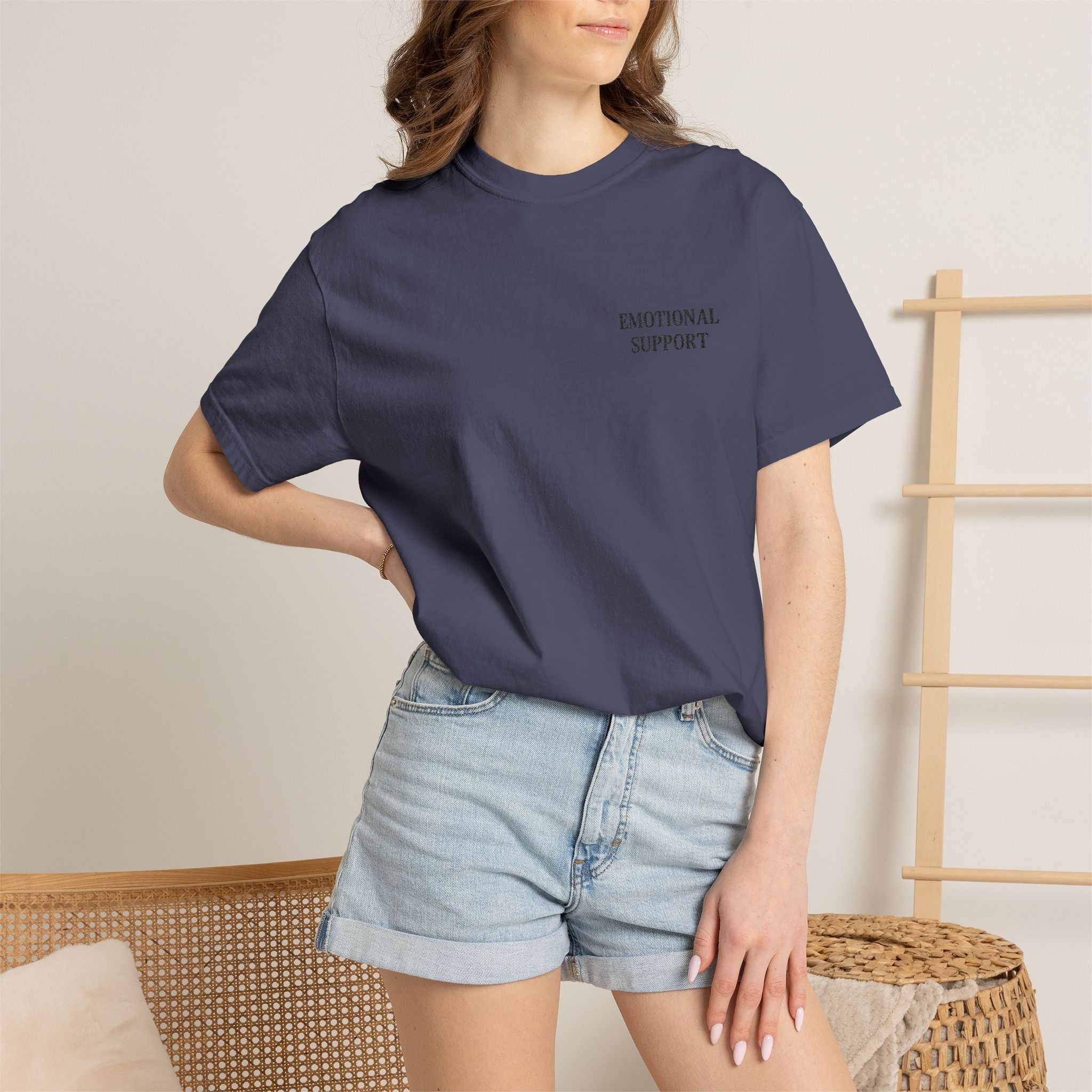 Emotional Support T-Shirt — Minimal Chest Text Tee