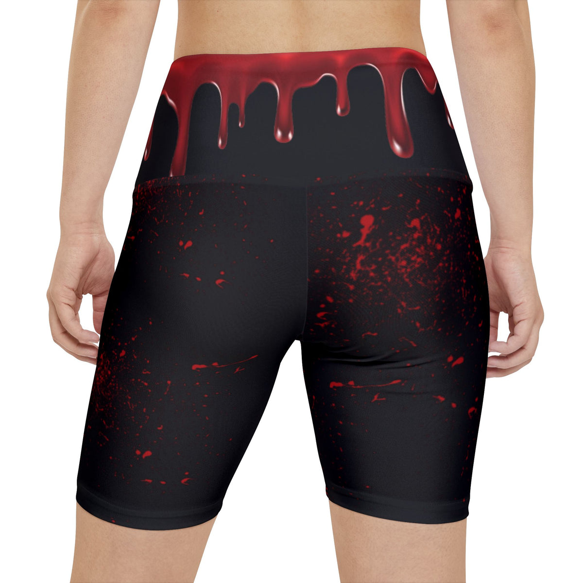 Red Drip Cycling Shorts — Women's Gothic Workout Biker Shorts