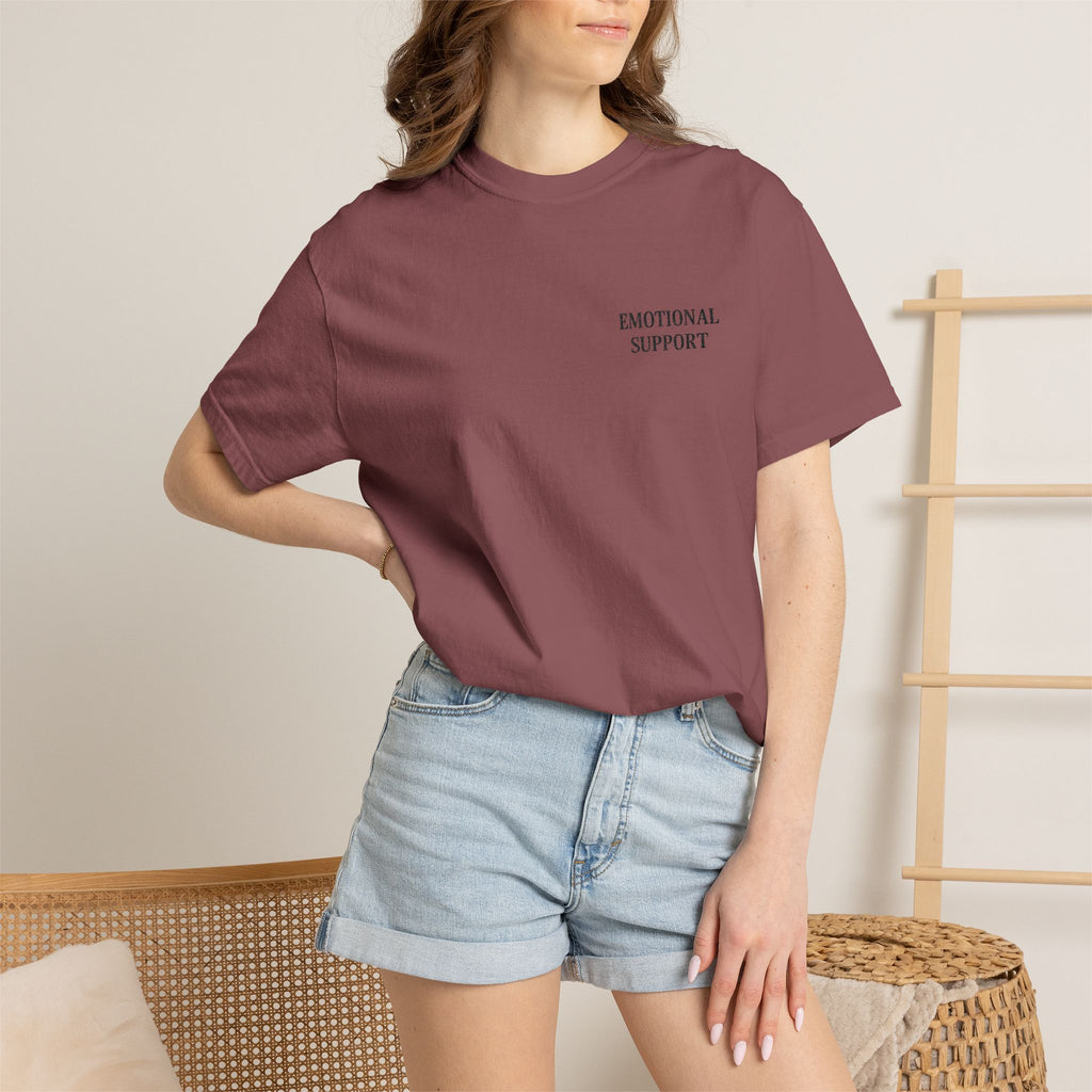 Emotional Support T-Shirt — Minimal Chest Text Tee