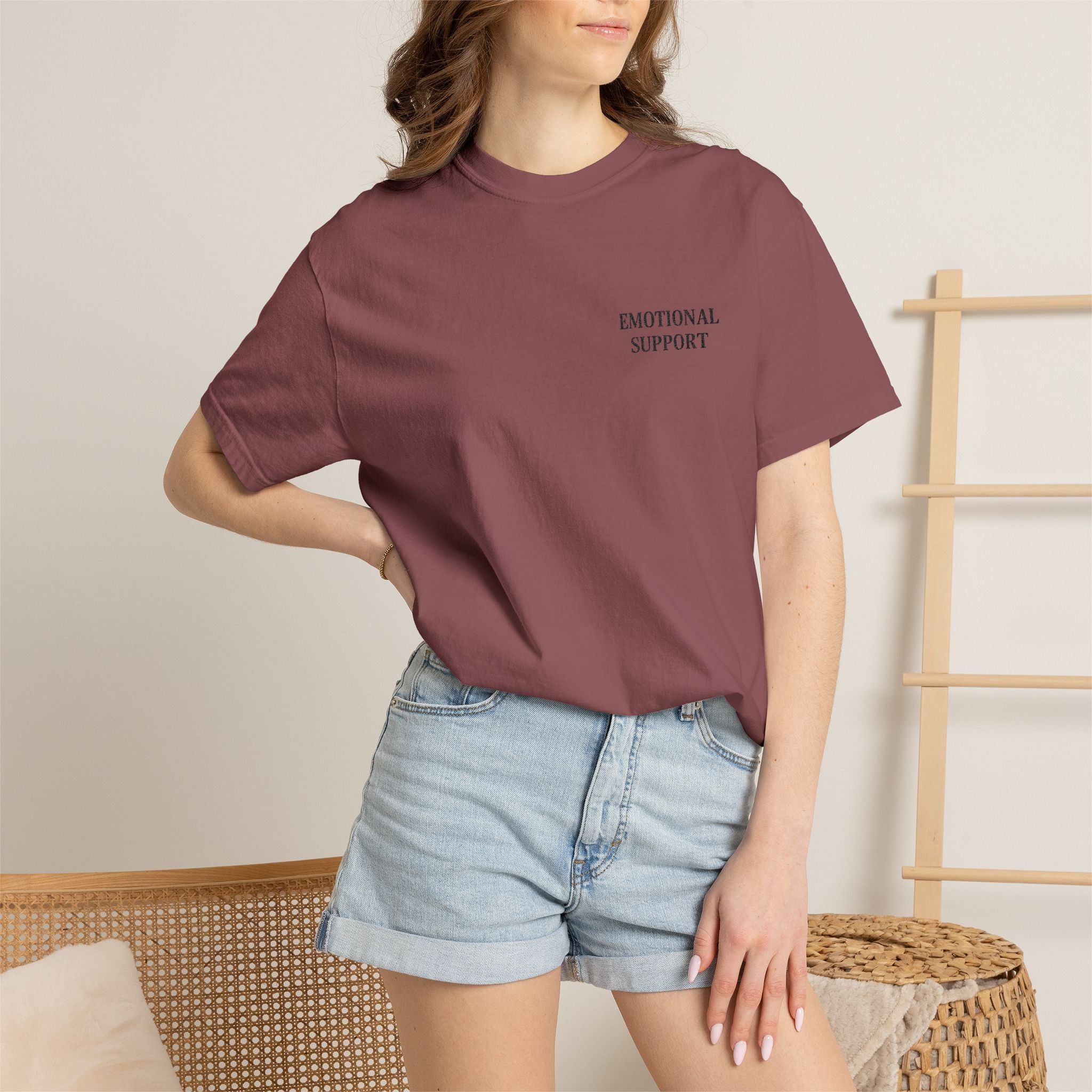Emotional Support T-Shirt — Minimal Chest Text Tee