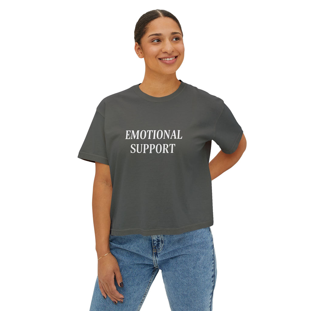 Emotional Support Boxy Tee — Womens Graphic Shirt
