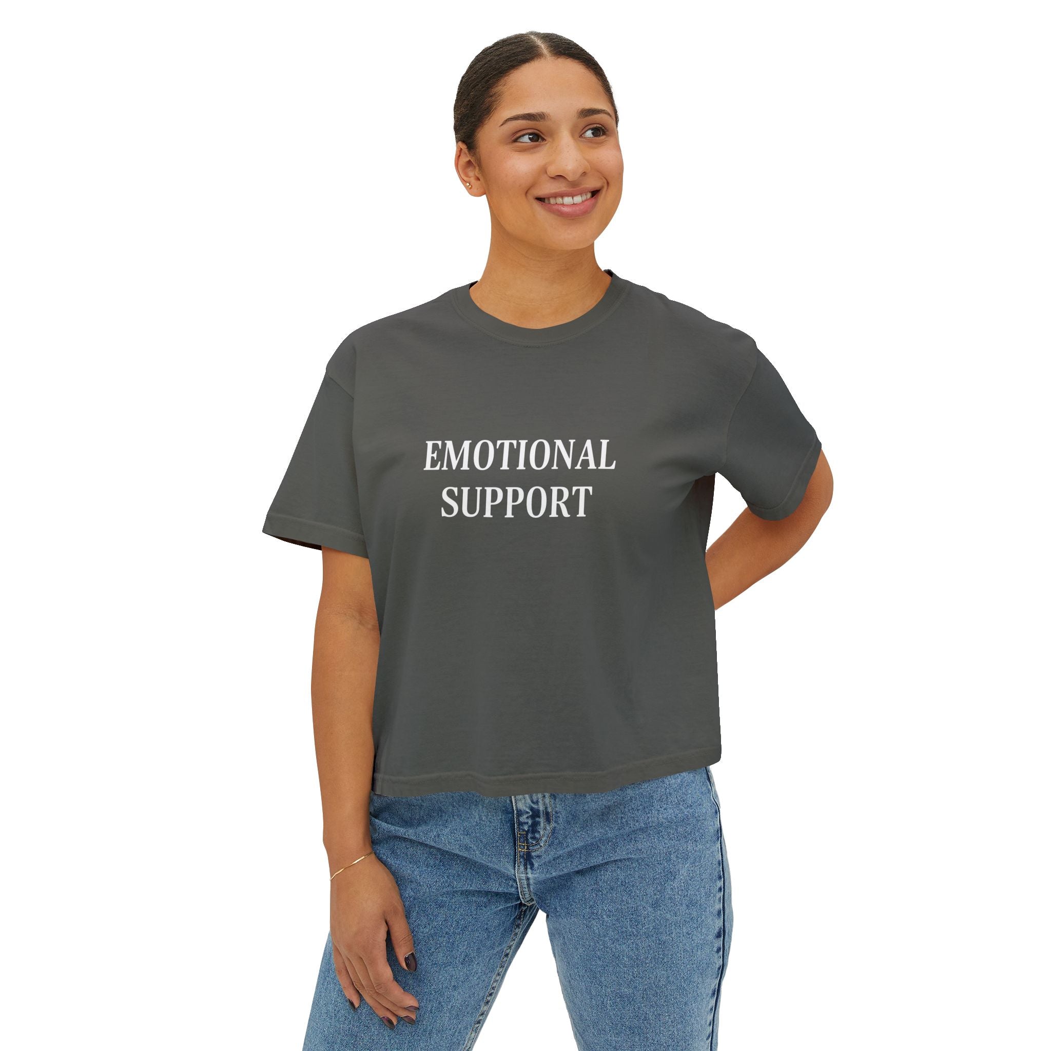 Emotional Support Boxy Tee — Womens Graphic Shirt