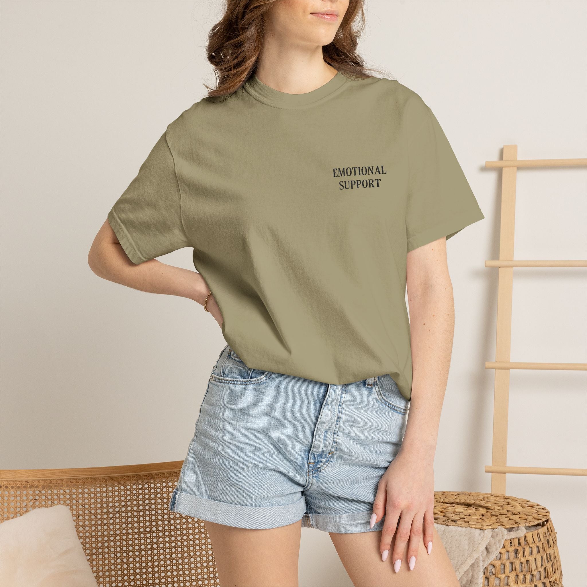 Emotional Support T-Shirt — Minimal Chest Text Tee