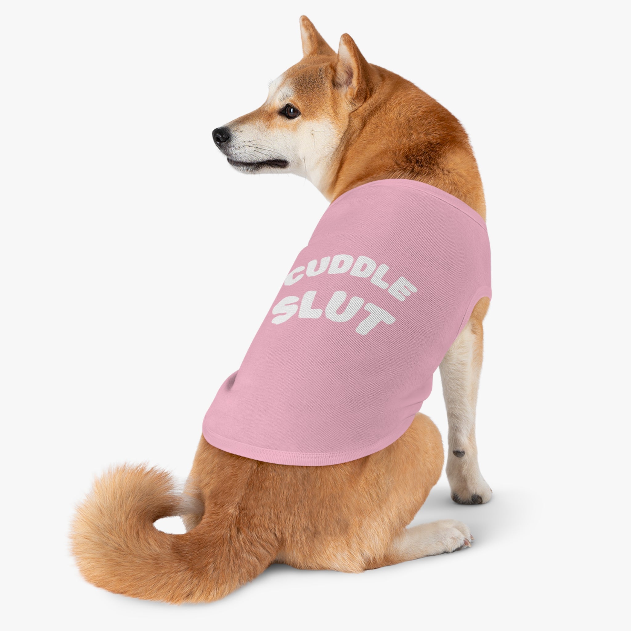 Pet Tank Top — "Cuddle Slut" Funny Dog Shirt, Soft Black Puppy Tee for Cuddly Pets
