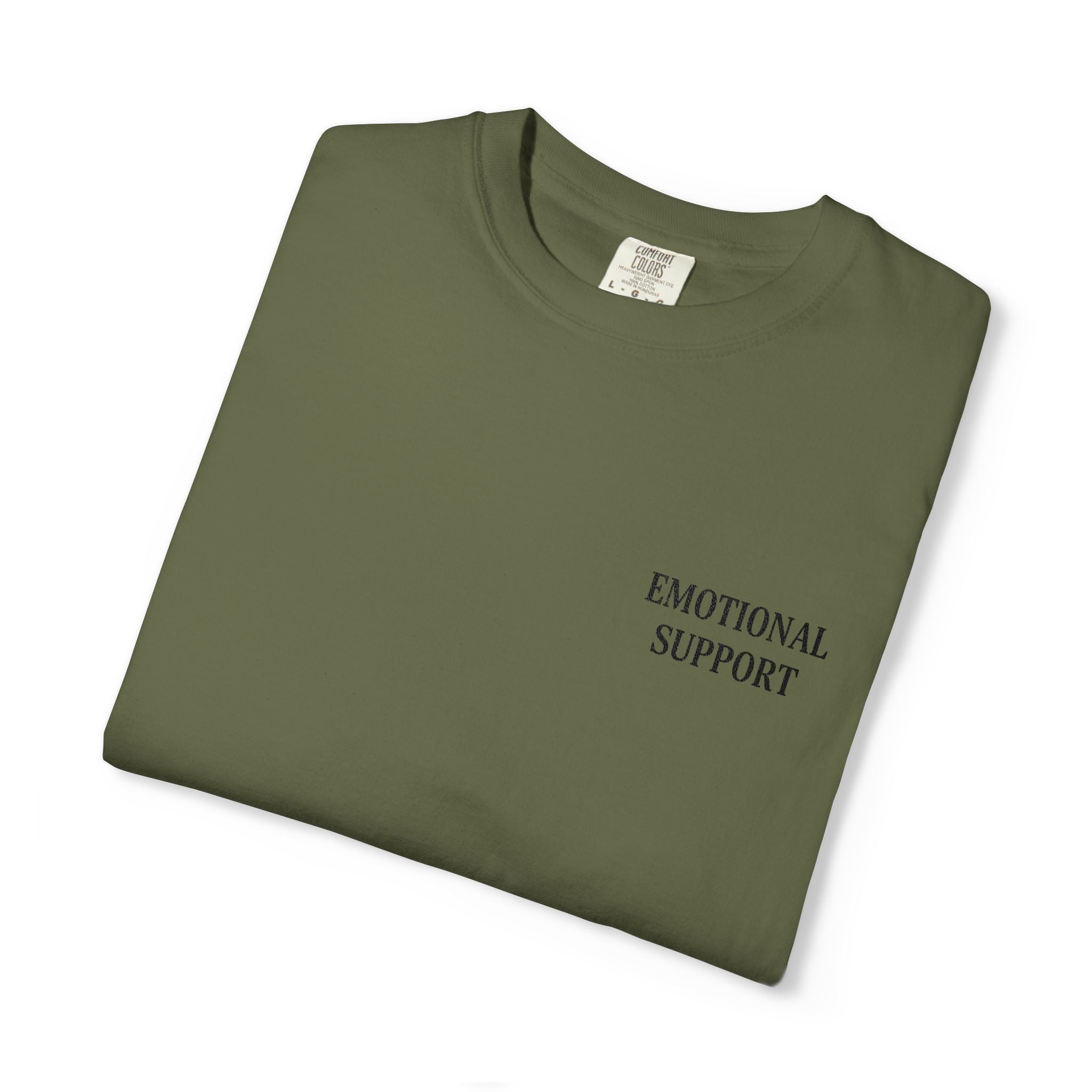 Emotional Support T-Shirt — Minimal Chest Text Tee